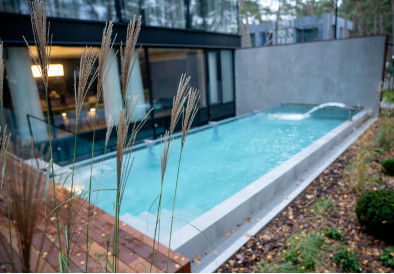 Individueel project van een sauna, buitenzwembad, gietinrichting en whirlpool