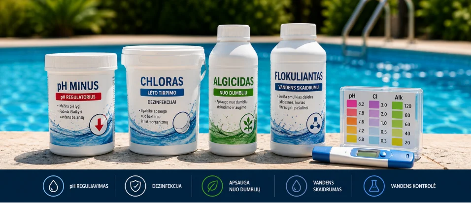 5 essentiële chemicaliën voor in het zwembad