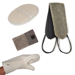 Sauna handschoenen, sponzen