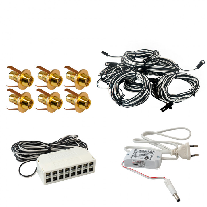 LedLite 6 LED saunaverlichtingsset, goudkleurig