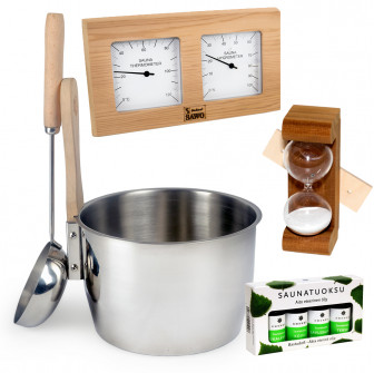 De complete set sauna- of badaccessoires
