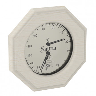 SAWO thermo-hygrometer 241-THA, achthoekig, esdoorn