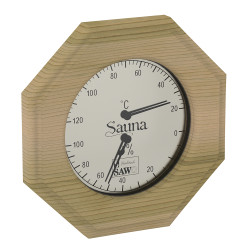 SAWO thermo-hygrometer 241-THD, achthoekig, ceder 