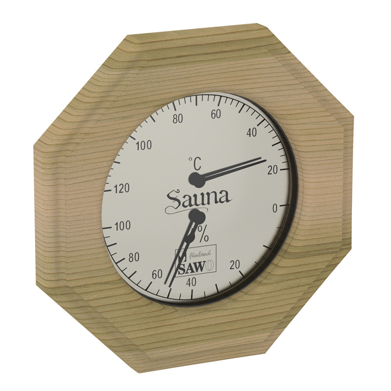 SAWO thermo-hygrometer 241-THD, achthoekig, ceder