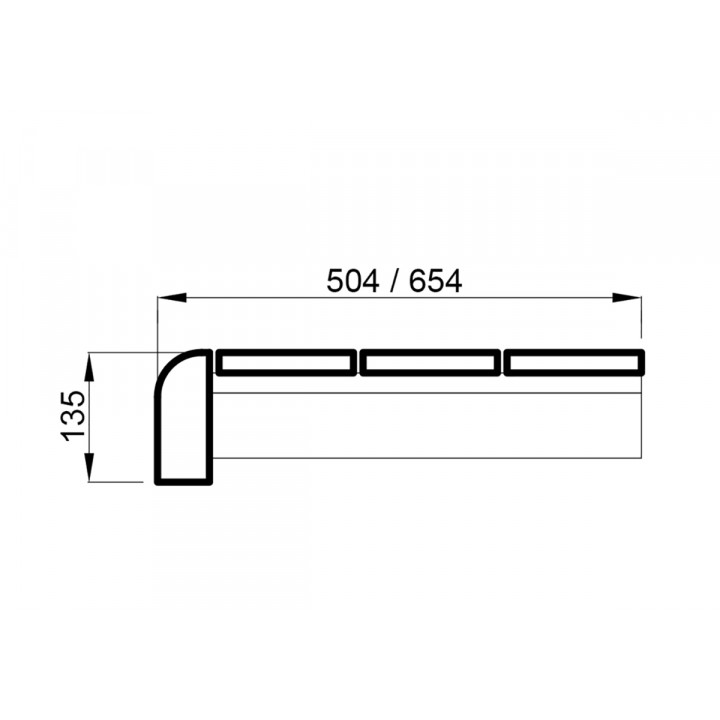 Saunabank, Warmtebehandeld grenen, 135x654x1800-2400mm