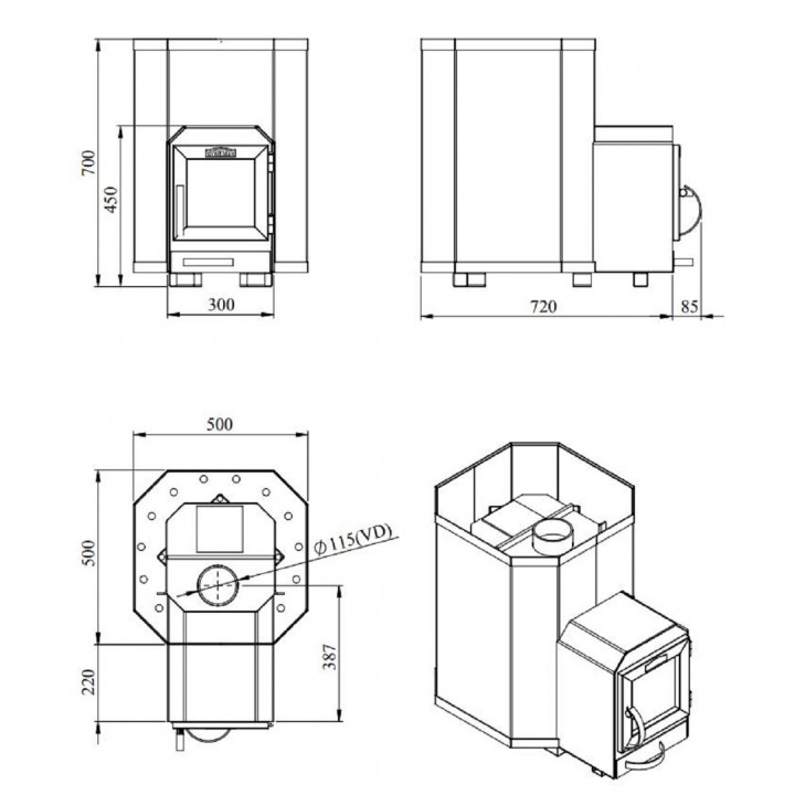 Houtgestookte saunakachel - STOVEMAN 16-LS HEAVY