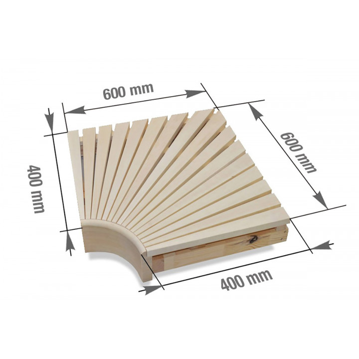 Hoekmodule voor modulaire saunabanken, 400x400 mm, Aspen