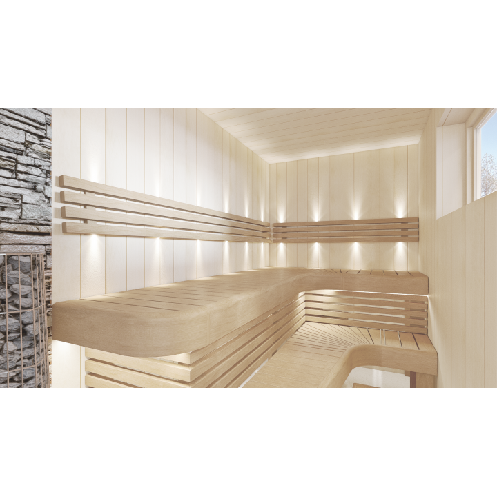 Hoekmodule voor modulaire saunabanken, 400x400 mm, Aspen