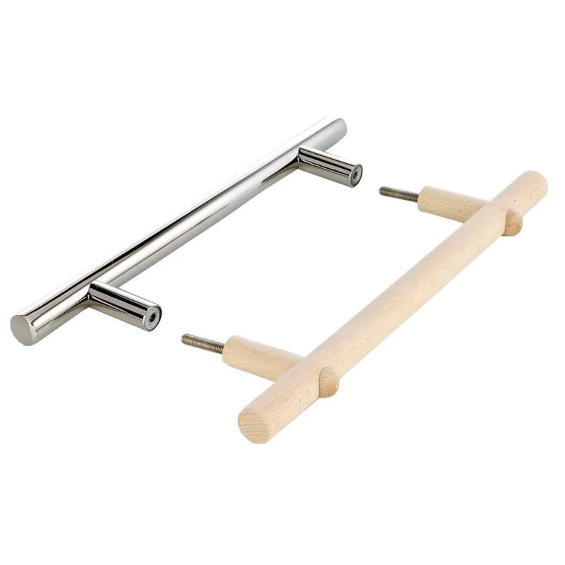 Deurkrukset van roestvrij staal en hout