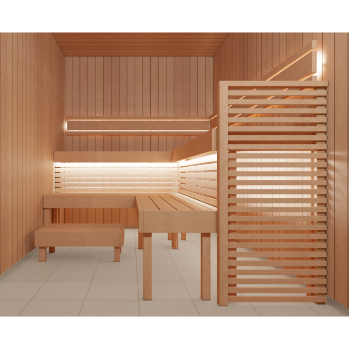 Armleuning voor modulaire saunabanken, elzenhout