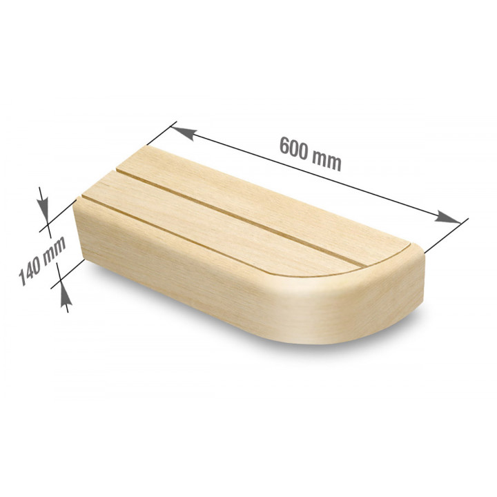 Eindelement voor modulaire saunabanken, Aspen, 600, rechts