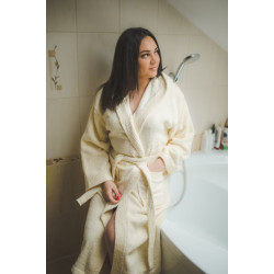 Katoenen (crème) capuchonjas 