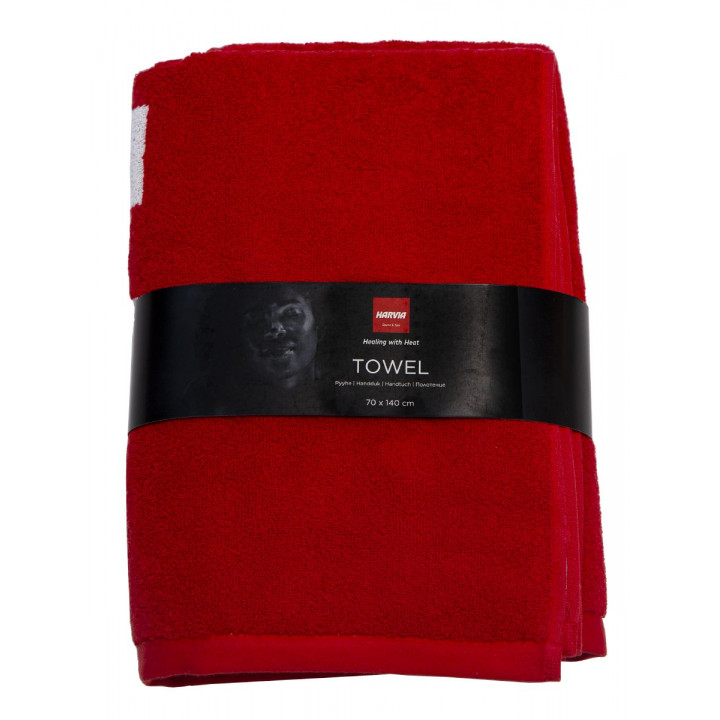 Handdoek in geschenkdoos, HARVIA, 70 x 140cm, rood