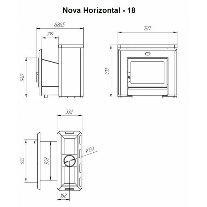 Houtgestookte saunakachel - NOVA HORIZONTAAL 26