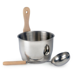 Sauna-emmer- en pollepelset, MEER STOOM, OPTIMAL 4 L  Sauna-emmer- en pollepelset, MEER STOOM, OPTIMAL 4 L