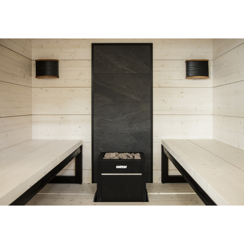 HARVIA stenen muur, zwart frame