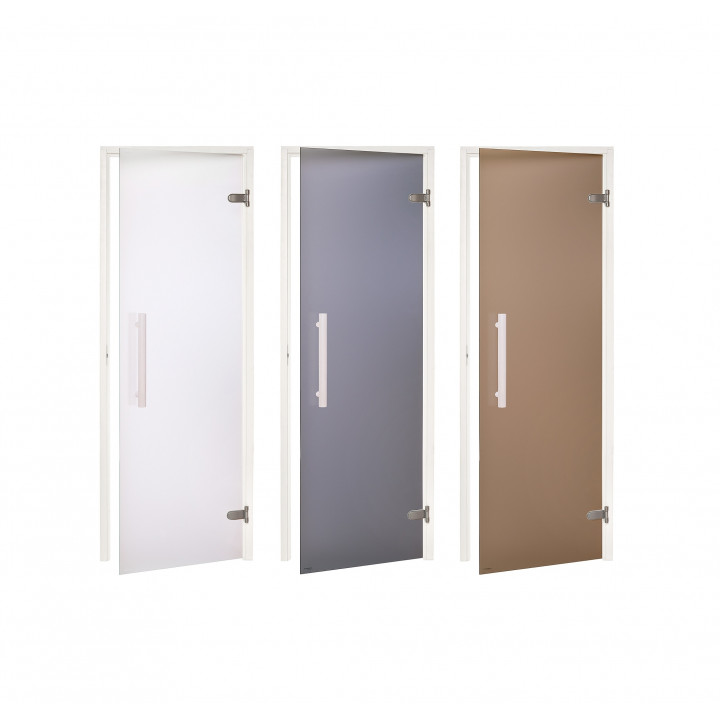AD glazen saunadeur, wit frame, mat glas