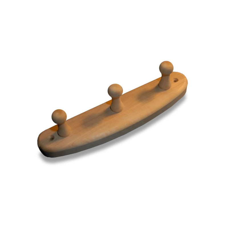 Elzenhouten hanger met 3 haken