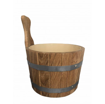 Eikenhouten emmer met houten handvat, 5l