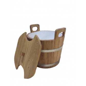 Eikenhouten kom met deksel, 24 l
