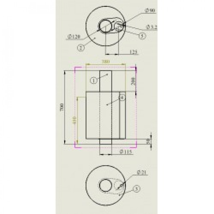 TANK VOOR SAUNA 45 L 0,8 mm, 115/D115