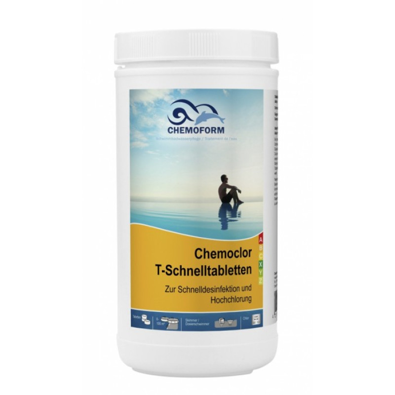Snel oplossende chloortabletten CHEMOCLOR, 1 kg
