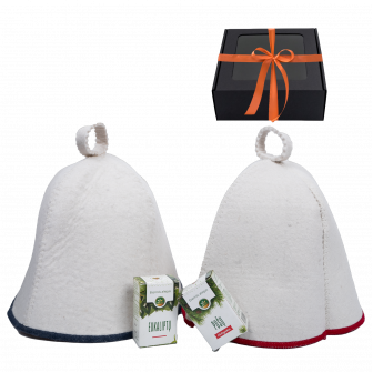 Geschenkset in geschenkdoos WIT PAAR. Caps en essentiële oliën