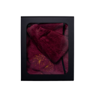 Cadeauset in geschenkdoos voor HAAR. Dames saunahoed en schort - BOURGONDIË
