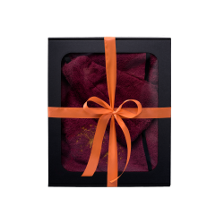 Cadeauset in geschenkdoos voor HAAR. Dames saunahoed en schort - BOURGONDIË 