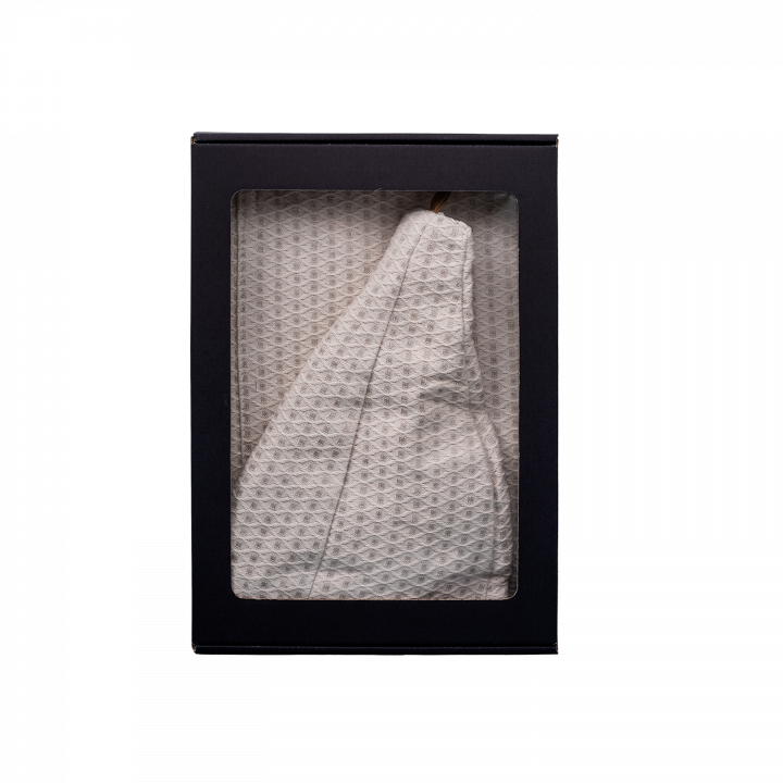 Cadeauset in geschenkdoos voor HEM. Heren saunahoed en schort - LINNEN