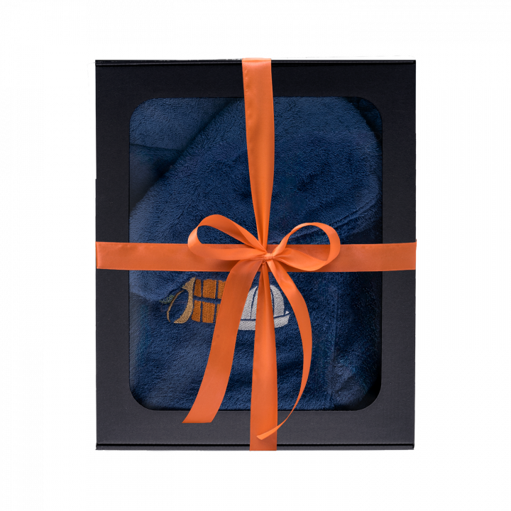 Cadeauset in geschenkdoos voor HEM. Heren saunahoed en schort - BLAUW