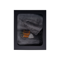 Cadeauset in geschenkdoos voor HEM. Heren saunahoed en schort - GRIJS