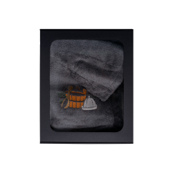 Cadeauset in geschenkdoos voor HEM. Heren saunahoed en schort - GRIJS 