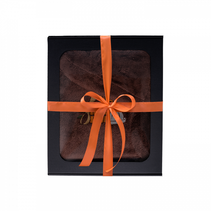 Cadeauset in geschenkdoos voor HEM. Heren saunahoed en schort - BRUIN