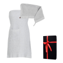 Cadeauset in een geschenkdoos RENTO KENNO FOR HER. Haarhanddoek en schort, lichtgrijs - 0