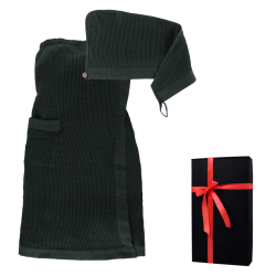 Cadeauset in een geschenkdoos RENTO KENNO FOR HER. Haarhanddoek en schort, donkergroen 