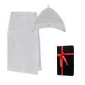 Cadeauset in een geschenkdoos RENTO KENNO VOOR HEM. Katoenen muts en schort, lichtgrijs - 0