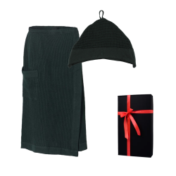 Cadeauset in een geschenkdoos RENTO KENNO VOOR HEM. Katoenen muts en schort, donkergroen 