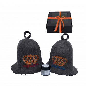 Geschenkset in geschenkdoos DARK KINGS. Sauna caps en mentholkristallen