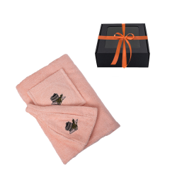 Geschenkset voor haar - PEACH, in een geschenkdoos. Schort en hoed voor sauna 
