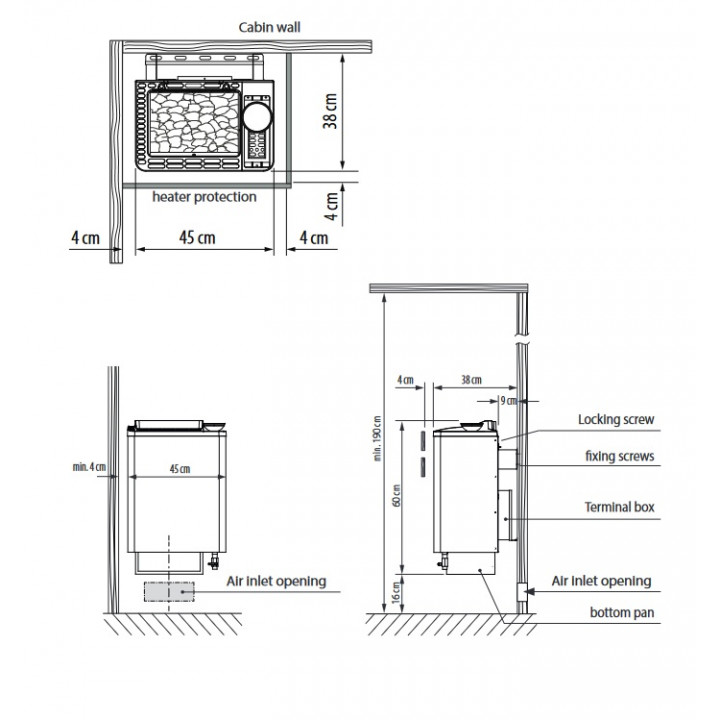Elektrische saunakachel - EOS BI-O Tec, 9 kW, antracietkleurige parelmoerglans