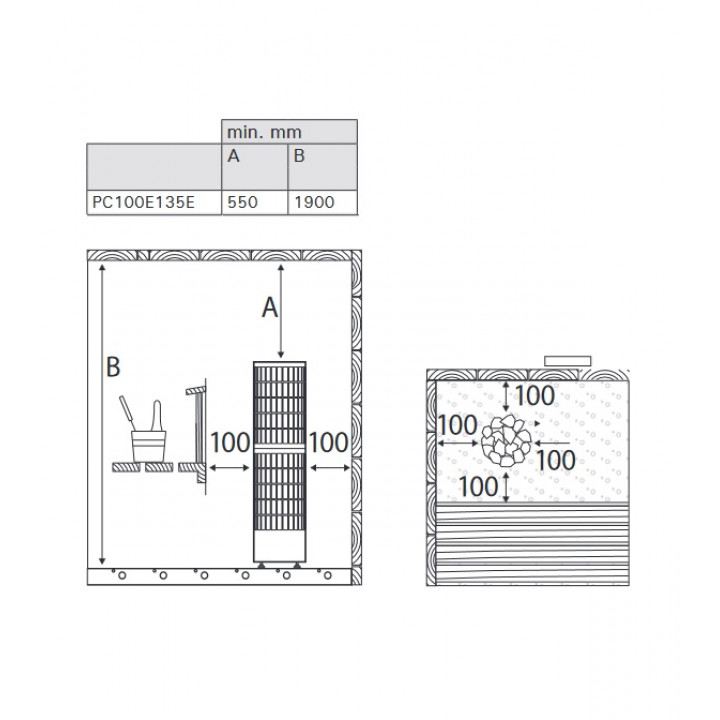 Elektrische saunakachel - HARVIA Cilindro Pro Zwart Staal PC100E/135E 10/13,2 kW