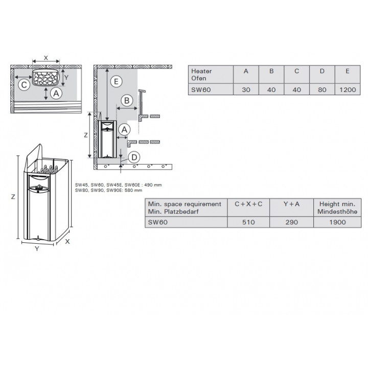 Elektrische saunakachel - HARVIA The Wall Black Steel SW60 6 kW