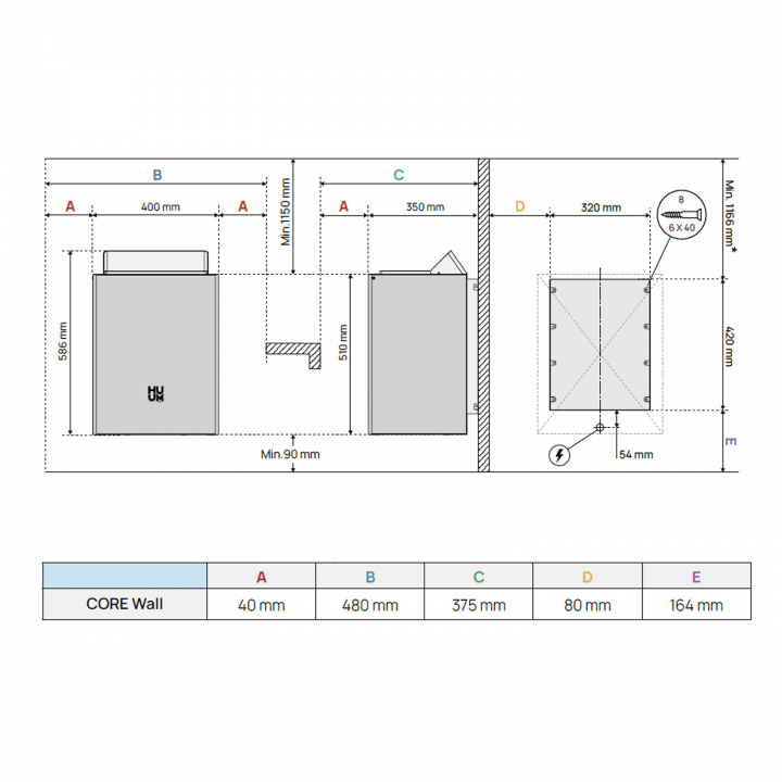 Elektrische saunakachel - HUUM Core Wall, wit