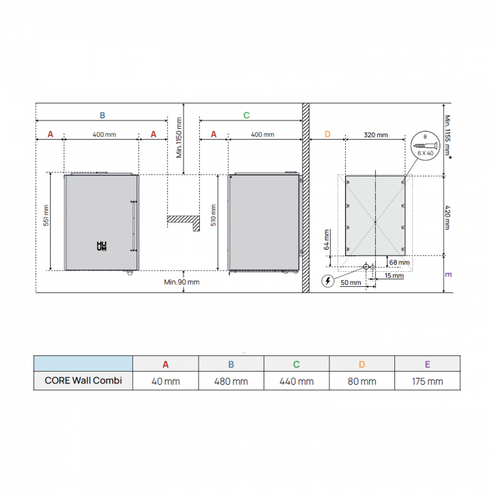Elektrische saunakachel - HUUM Core Wall Combi, zwart