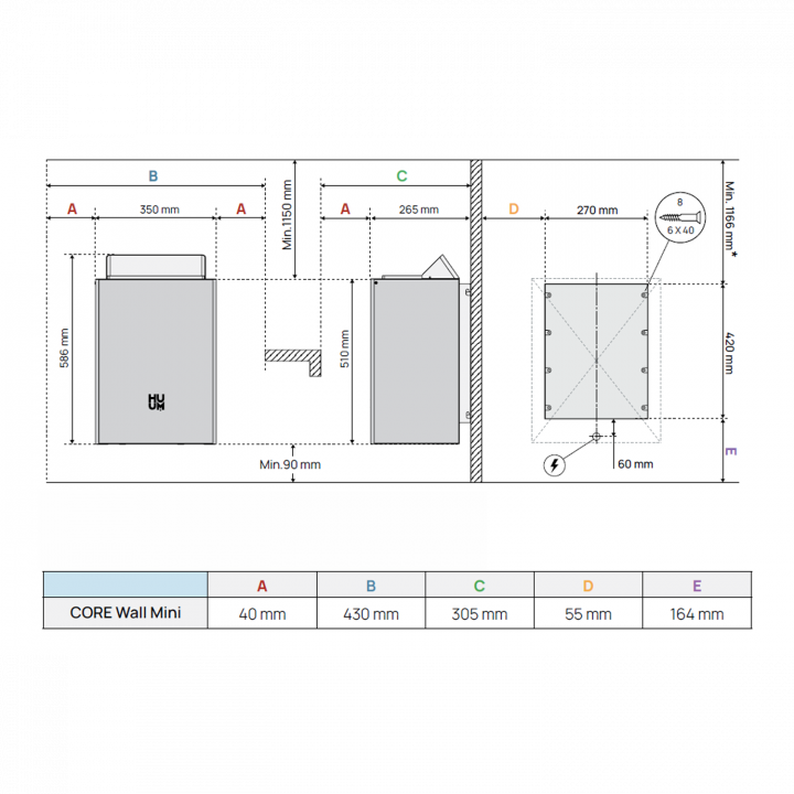 Elektrische saunakachel - HUUM Core Wall Mini, wit