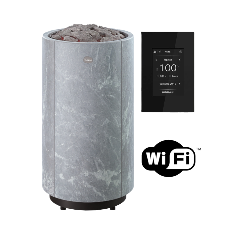 Elektrische saunakachel TULIKIVI KAARNA Classic L, met wifi-bedieningspaneel.