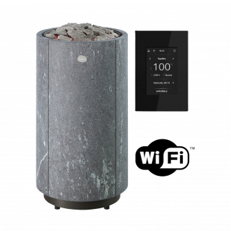 Elektrische saunakachel TULIKIVI KAARNA Nobile L, met wifi-bedieningspaneel.
