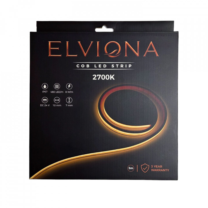 Elviona COB LED -saunastrip, 2700 K, 5 m