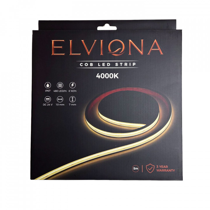 Elviona COB LED -saunastrip, 4000 K, 5 m